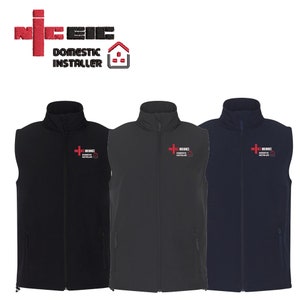 NICEIC Softshell Gilet Domestic Installer Logotipo bordado en calentador corporal de concha blanda