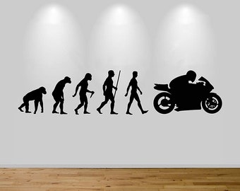 Motorbike Evolution Wall Sticker Decal Ape to Man Evo 90cm wide