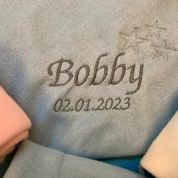 Personalised Embroidered Baby Fleece Pram Blanket ,Wrap