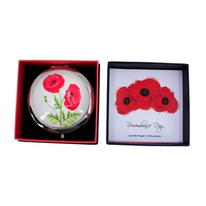 NEW Poppy Compact Mirror Gift Souvenir Remembrance Day Memorial Day Beauty Makeup Pocket UK Seller Gifts Women Mum Nan Christmas UK Seller image 1