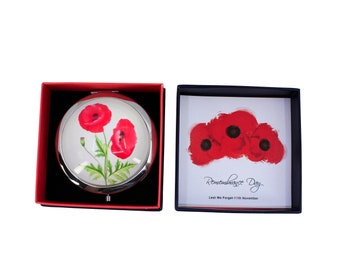 NEW Poppy Compact Mirror Gift Souvenir Remembrance Day Memorial Day Beauty Makeup Pocket UK Seller Gifts Women Mum Nan Christmas UK Seller