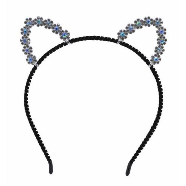 Genuine Crystal Cat Ears Headband Women Girls Teens Hen Do Party Cat Kitty Fancy Dress UK Seller