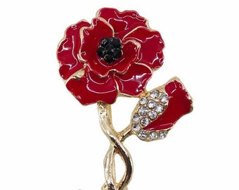 Yodio Poppy Woman Brooches Lily Flower Elegant Womens Brooch Pins Vintage Brooches for Wedding Party Christmas Xmas Décor Red