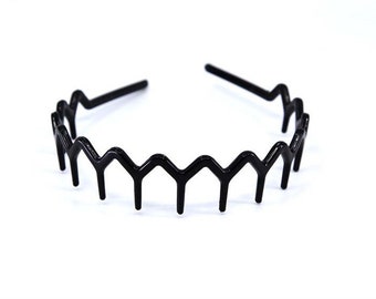 Wide Hard Headbands Metallic Colorful Girls 2 Inch Hair Band Accessories w//Teeth