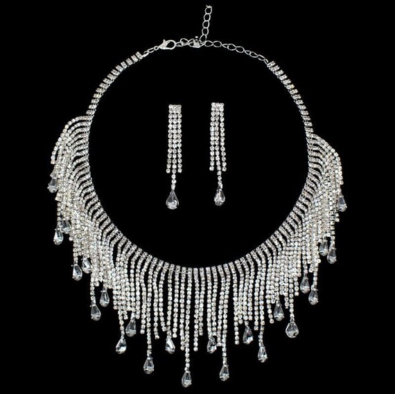 Style L Vintage Statement Large Collar Necklace Big Bib Choker Necklace  Jewelry Silver Plated Ethnic Crystal
