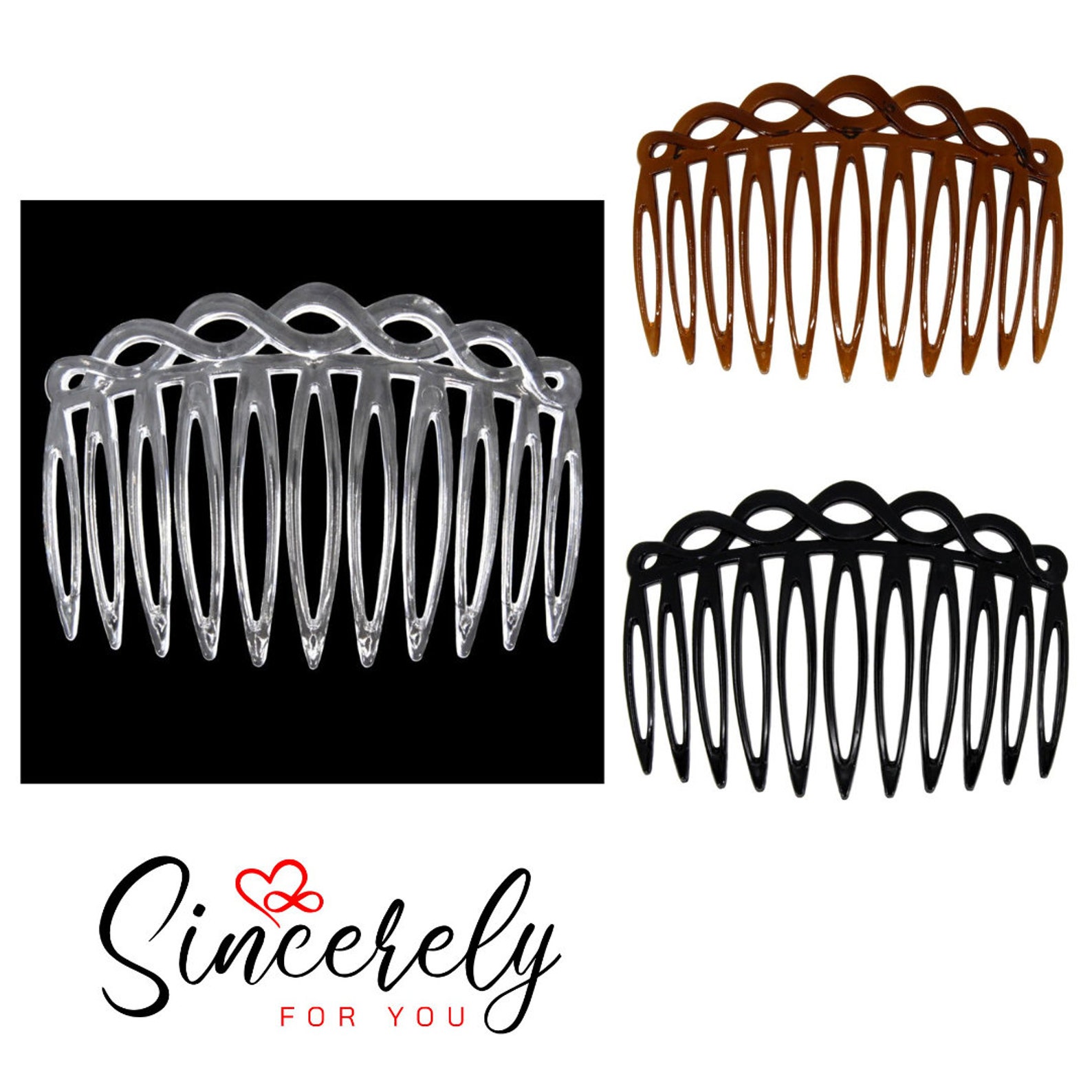 Hair Comb Slide 4 Pack Brown Black Clear Hair Slides Grips Etsy UK