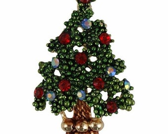 Christmas Tree Brooch 2021 UK Seller Christmas Decorations Crystal Pin Badge Boxed Set XMAS Personalised Gifts for Ladies