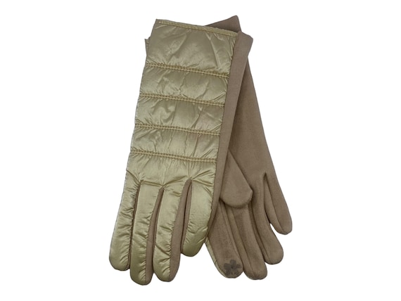 Metallic Look Padded Gloves Fleece Lined Warm Winter Gloves Women