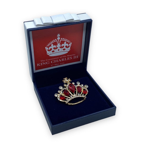 King Charles III Coronation Crown Brooch 2023 Gift Set Kings Crown Jewels British Souvenir United Kingdom UK Seller