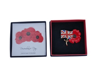 Poppy Pins Poppy Brooch Union Jack ETSY Best Seller 2021 UK  Poppy Keepsake Gifts Poppy Accesories Women Remembrance Day