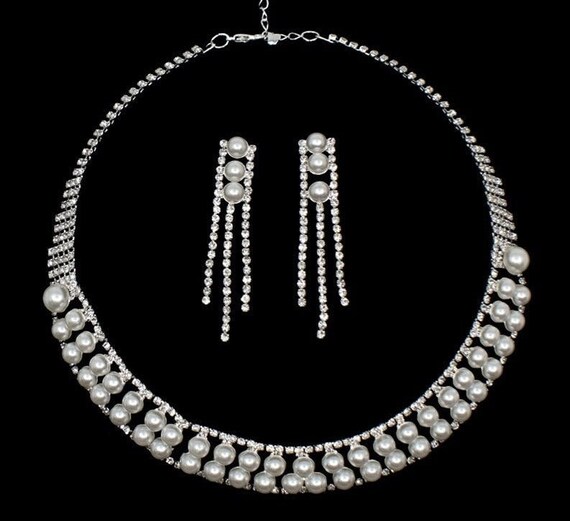 Diamante Necklace and Earring Set Collar Necklace Genuine Crystal