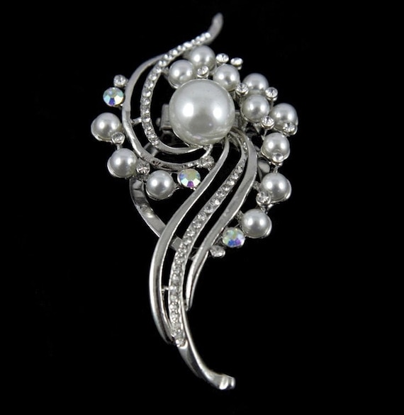 Scarf Clip Genuine Crystal Gold Silver Pearl Scarf Clips Women 