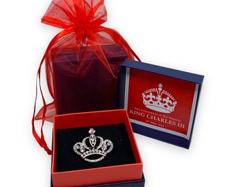 King Charles III Coronation Crown Brooch 2023 Gift Set Kings Crown Jewels British Souvenir United Kingdom UK Seller