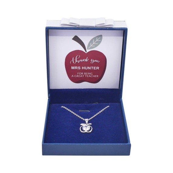 Personalised Gifts for Teachers Apple Necklace Pendant Best