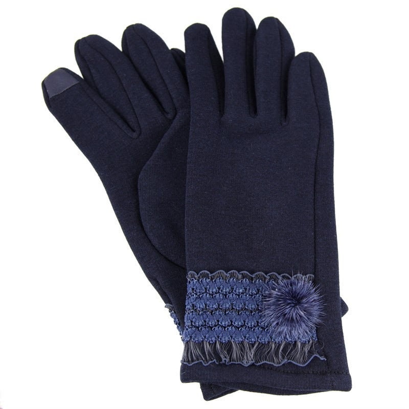 Touch Screen Womens Gloves UK Seller Fleece Lined Lace Fur Pom | Etsy UK