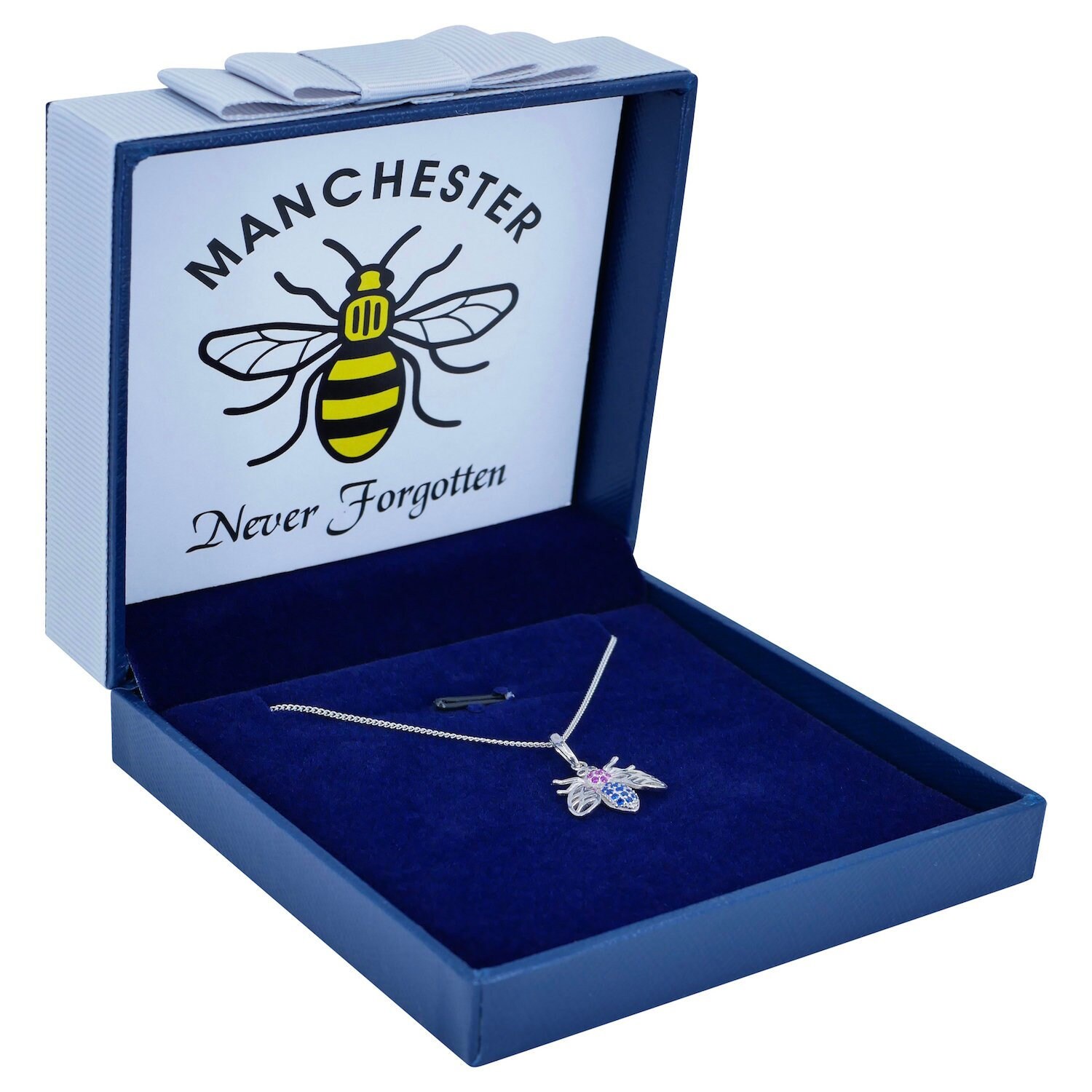 sterling silver Manchester bee pendant necklace