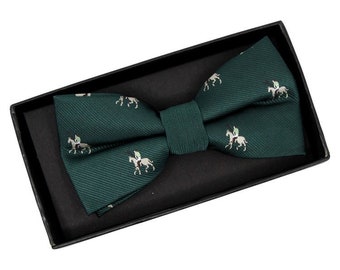 Red  Green Horse Polo Themed Bow Tie For Men Pre Tied Dicky Bow Christmas Occassion Wedding Birthday Gifts For Men UK Seller