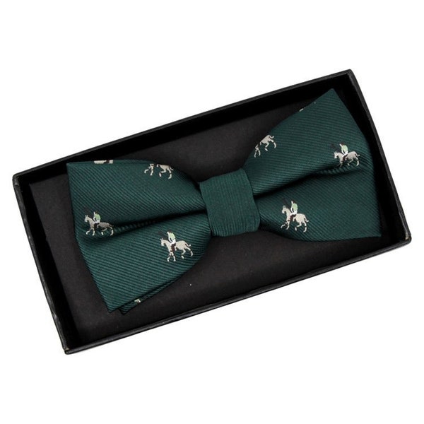 Noeud papillon sur le thème du polo cheval vert rouge pour hommes pré-attaché Dicky Bow occasion de Noël cadeaux d'anniversaire de mariage pour hommes vendeur britannique