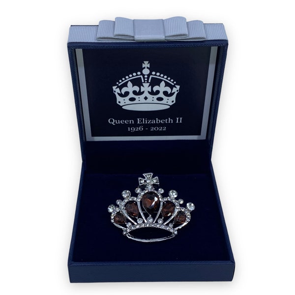 Queen Elizabeth II Crown Memorial Brooch 2022 Platinum Jubilee Keepsake Royal British Souvenir Mum Nan Gran Brooch Coffret Coffret Cadeau Royaume-Uni