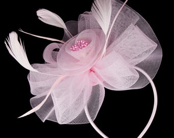 Small Flower Feather Hat Fascinator Brooch Pin Clip Wedding Royal Ascot Prom UK 
