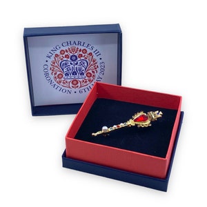 King Charles III Coronation Scepter Brooch 2023 Gift Set King Crown British Souvenir United Kingdom UK Seller