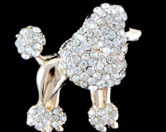 Poodle Dog Brooch Dog Gifts Puppy Crystal Stones Hand Made UK Brooches for Women Pin Badges Christmas Vintage Pet Animal Gifts Women