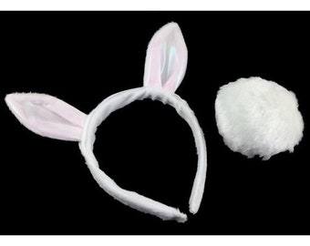 NEW! Fancy Dress Bunny Rabbit Ears & Tail 2022 UK Seller Halloween, Dress Up, Hen Party, Alice in Wonderland