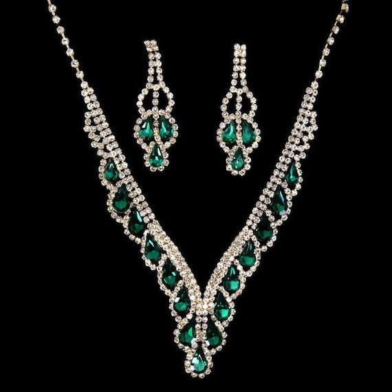 Gold & Silver Tone Indian American Diamante Women Wedding Necklace Earrings  Set | eBay