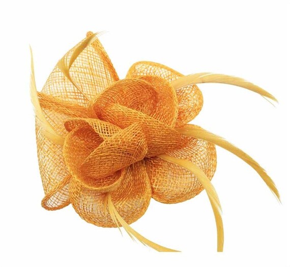 Lilac Dusky Pink Navy Yellow Fascinator 