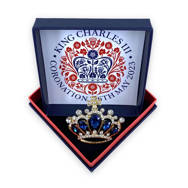 King Charles III Coronation Crown Brooch 2023 Gift Set Kings Crown Jewels British Souvenir United Kingdom UK Seller