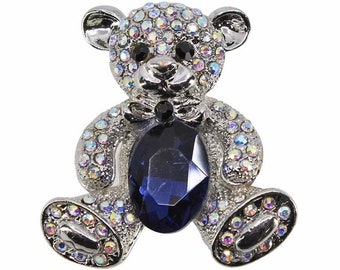 Teddy Bear Brooch Pin Badge Genuine Crystal Gifts For Mum Nan Sister Friend Christmas Birthday Mothers Day UK Seller