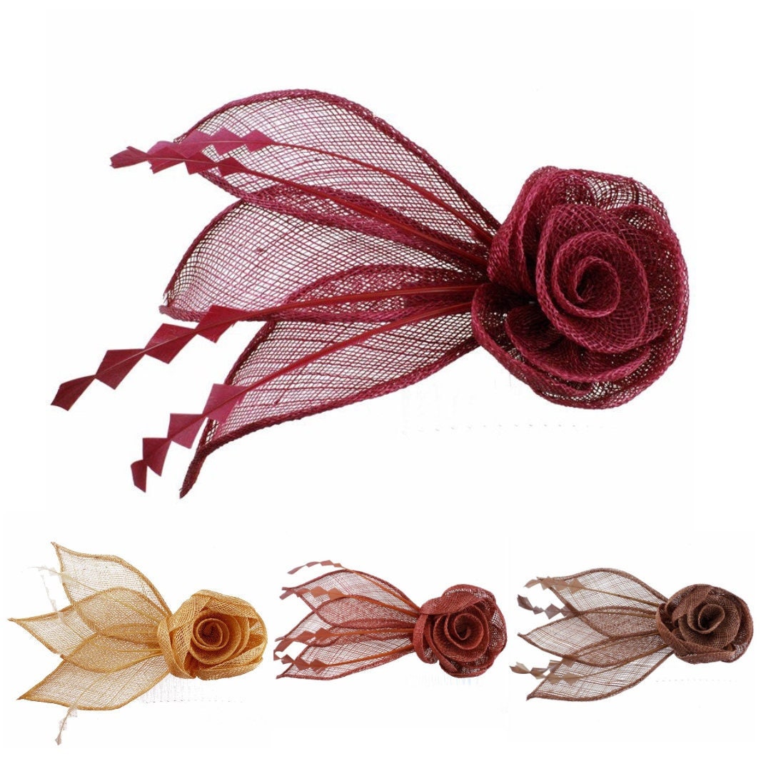 Brown Burgundy Caramel Fascinators Wedding Ascot Sinamay Hat Hairband