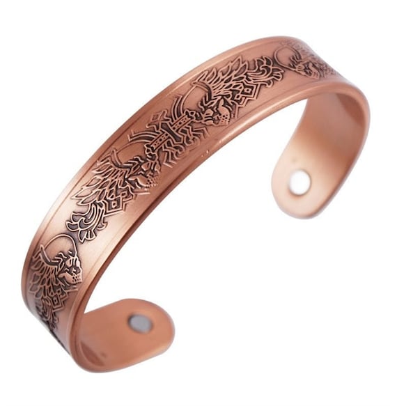 Skull Mens Magnetic Bangle Bracelet Arthritis Pain Relief