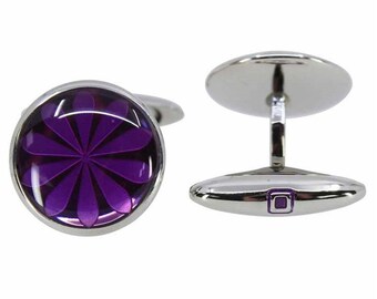 Purple Grey Cufflinks Sonia Spencer  Groom Cufflinks Wedding Cuff Links Wedding Party Best Man Boxed Gift Set Christmas Birthday UK