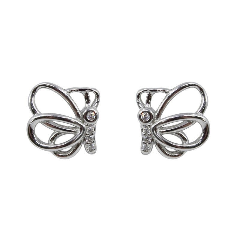 Butterfly Stud Earrings Sterling Silver 925 Cubic Zirconia - Etsy