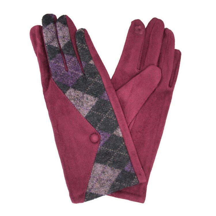 Winter Gloves for Women Accent Cuff Classic Art Printed with Warm Fleece Lining Touchscreen Gloves Accessoires Handschoenen & wanten Winterhandschoenen Classic Checkered Pattern 