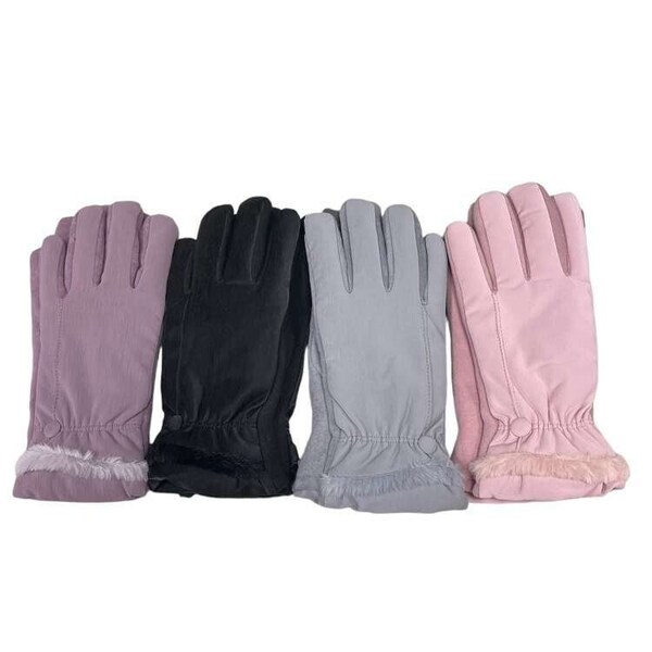 Style de ski rembourré Ganté Fourrure Garniture Polaire Gants doublés Femmes Femmes Rose Noir Violet Gris Royaume-Uni Vendeur