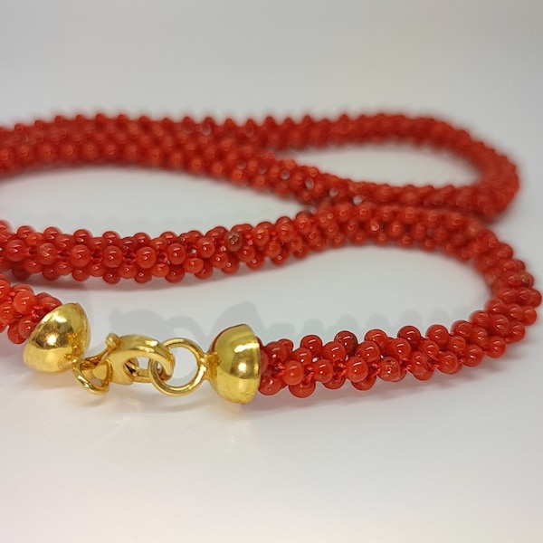 Coral Necklace High Quality.Natural Red Coral Necklace.Real Coral Gemstone .Collier en corail rouge de la Méditerrané.Perle de Corail. Gift