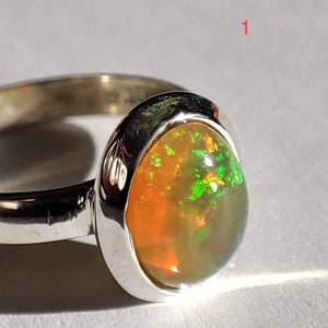 925 silver ring set with Natural Ethiopian Opals. Welo Opal. Real Opal. Original Opal. Handmade Opal Ring. Opal Cabochon ring. gift