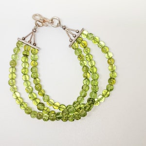 Peridot Bracelet. Natural Peridot Beads Bracelet. 925 Sterling Silver. Bracelet for Women. Handmade. Real Peridot Gemstone Bracelet