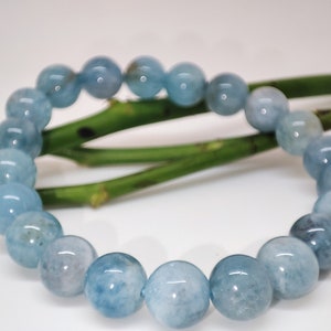Genuine Aquamarine Bracelet. Natural Aquamarine Beads 9mm. Aquamarine Gemstone Bracelet. Blue Stone Bracelet. Original Gift