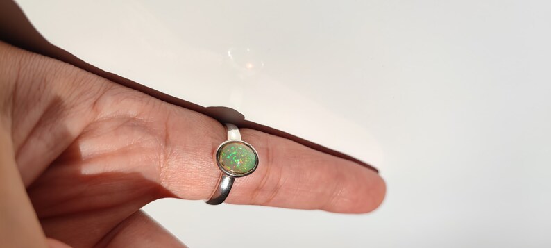Pinfire Opal Ring. 925 Sterling silver Natural Ethiopian Opal Ring. Welo Opal. Opal High quality ring. Handmade.Real Opal Ring. image 8