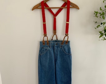 Vintage 90s Deadstock Wrangler Youth Suspender Jeans / Size XXS
