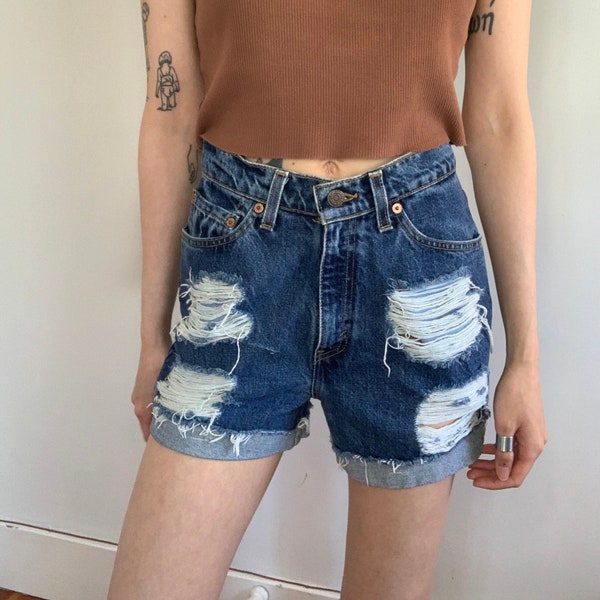 Vintage 90s Distressed Levis 512 Shorts / Size XS