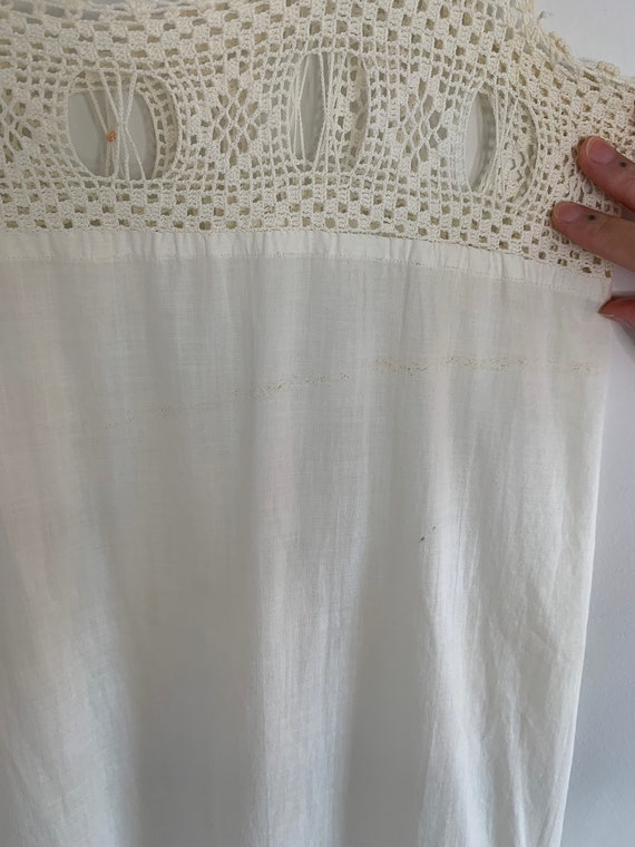 Antique 1900s Edwardian Crochet Chemise Dress / S… - image 5