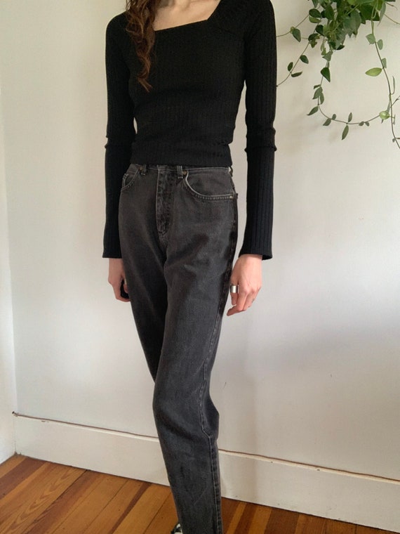 Vintage 90s Lee Black Tapered Jeans / Size XXS-XS - image 1