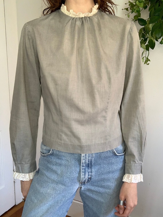 Satin Lace Trim Blouse | PINK