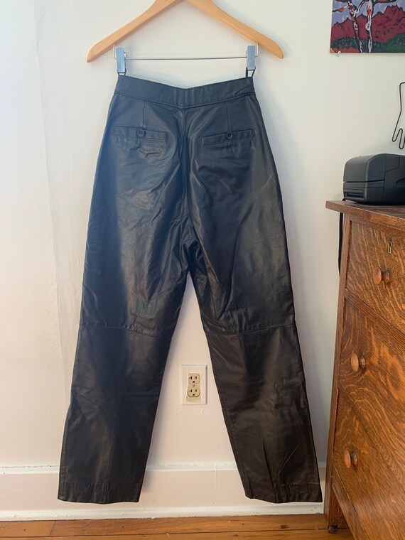 Vintage Black Leather Pants / Size XS-S - image 2