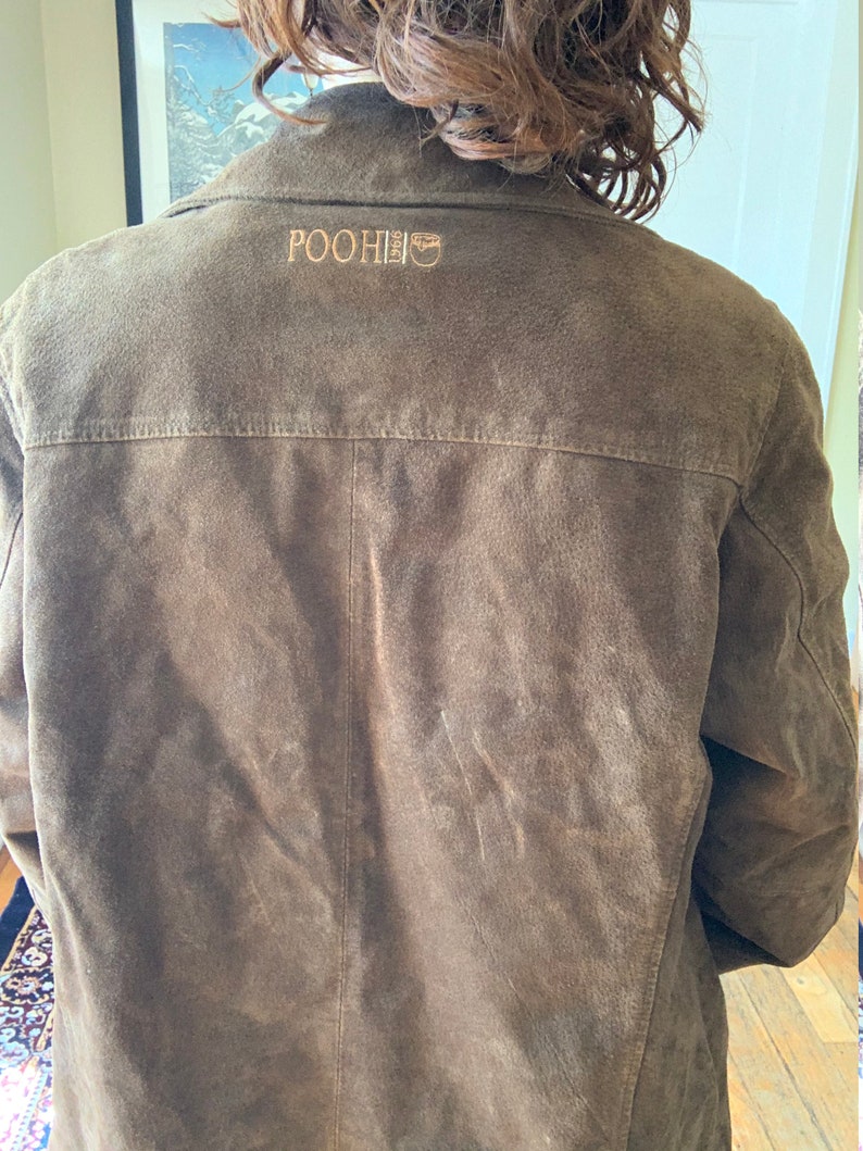 Vintage Winnie the Pooh Embroidered Leather Suede Jacket Size L