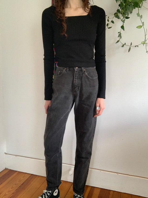 Vintage 90s Lee Black Tapered Jeans / Size XXS-XS - image 2